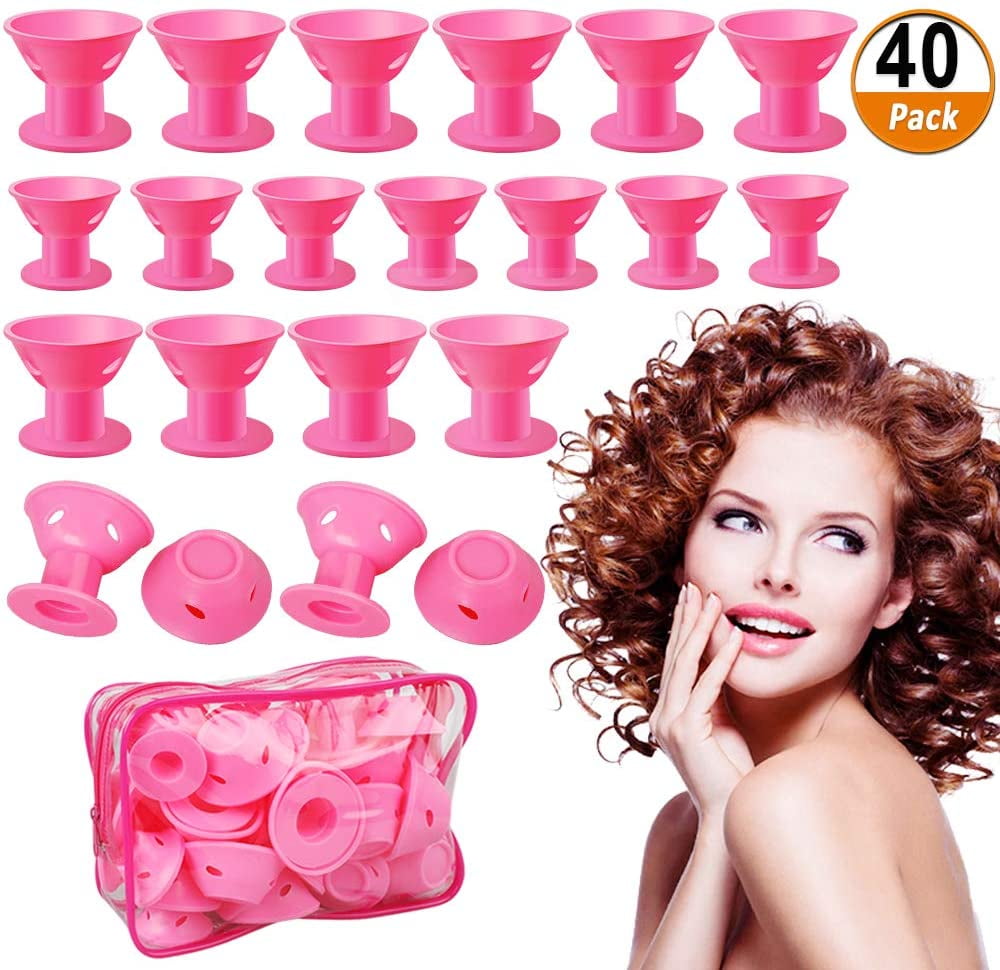 40 Pcs Hair Curlers Rollers, Magic Hair Rollers Silicone Hair Curlers Set Heatless Hair Curlers