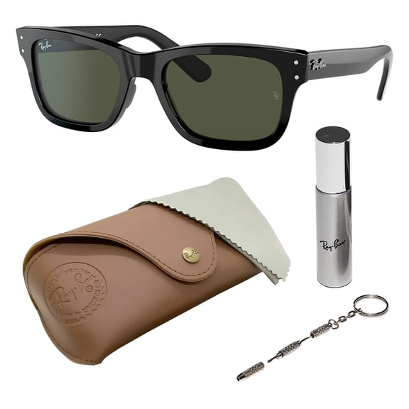 Ray-Ban RB2283 BURBANK Rectangle Shaped Non-Polarized Sunglasses for Men - Includes Official RAYBAN Eyewear Kit - Ideal Formal & Casual Wear Sunglasses - G-15 Green Lens