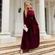 thumbnail image 5 of Vestido de terciopelo, manga larga, vestido de noche, vestido color vino., 5 of 6