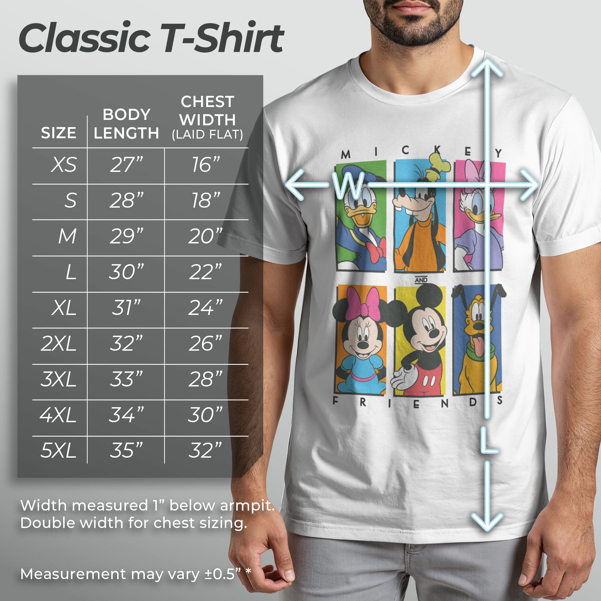Men's Mickey & Friends Colorful Character Panels Graphic Tee White Small