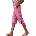 thumbnail image 2 of Pants for Women Casual Summer Knee Length Pants Elastic Waist Loose Fit Summer with Pockets, 2 of 6