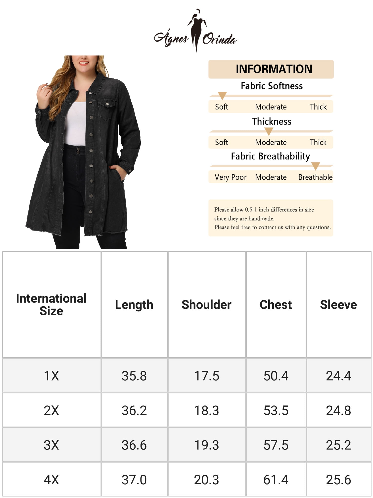 Unique Bargains Women's Plus Jeans Long Sleeve Long Denim Jackets