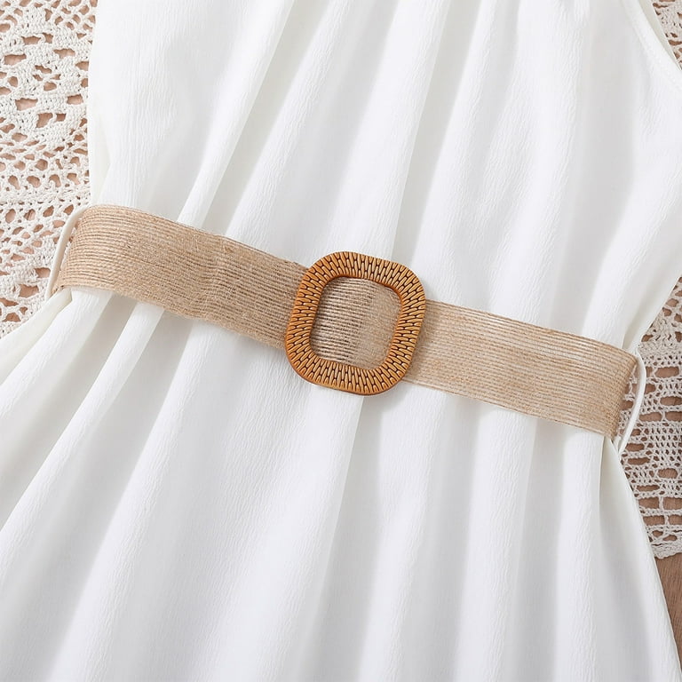 Elegant Solid Buckle O Neck A Line Short Sleeve Dress(5 Colors) Elegant Solid Buckle O Neck A Line Short Sleeve Dress(5 Colors)