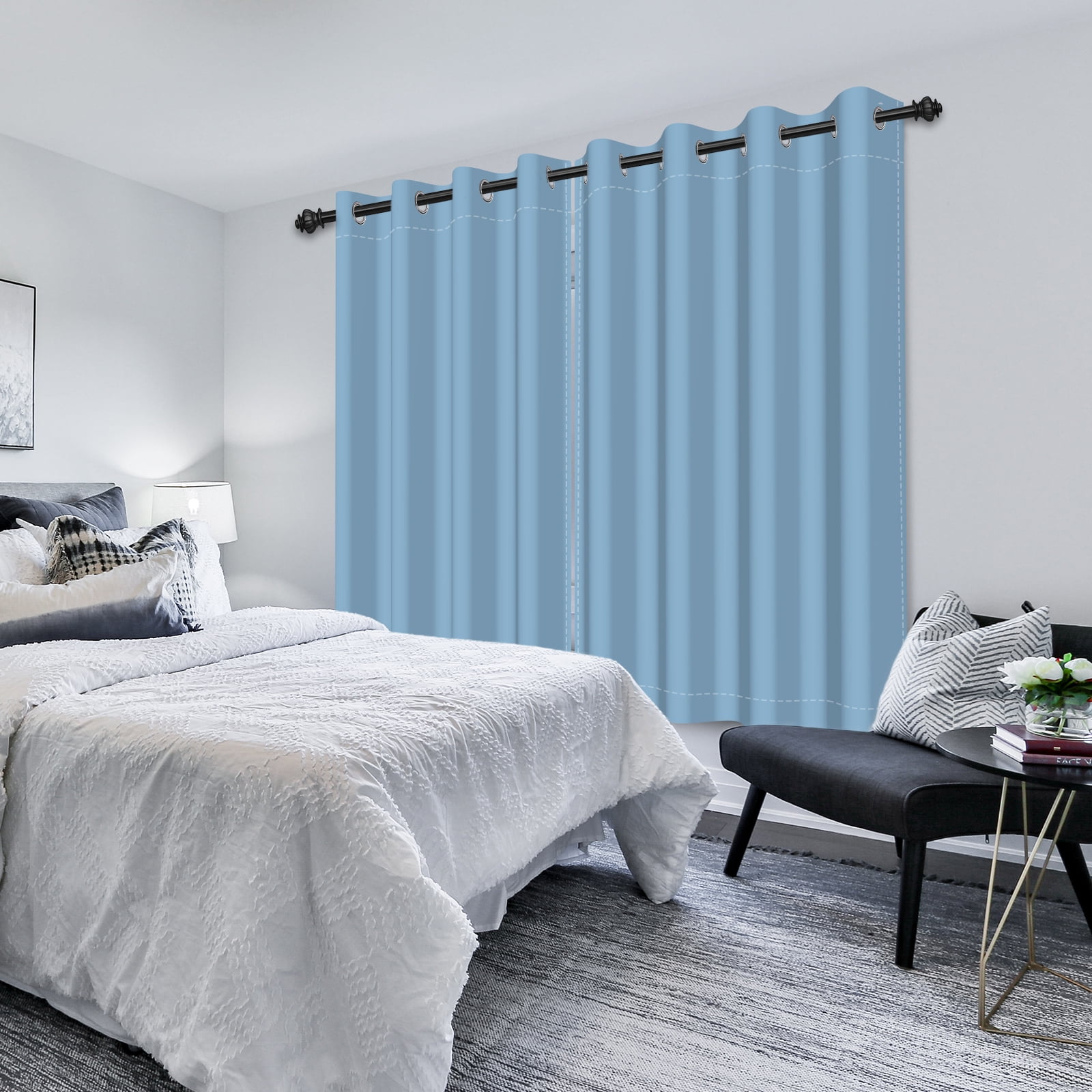 LFEEY Blackout Curtains Sky Blue, Thermal Insulated Grommet Bedroom Darkening , Blue, 52x84inch, 2 Panels