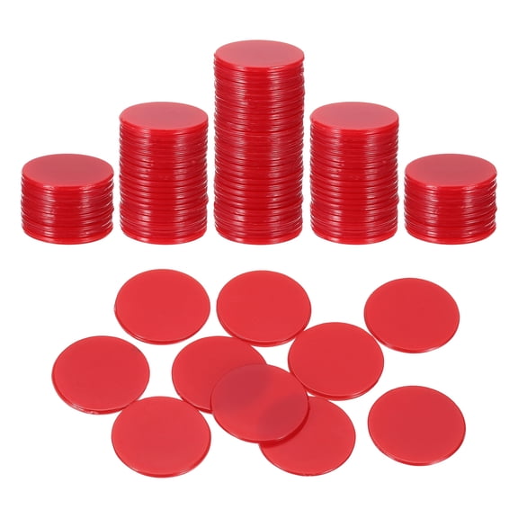 Uxcell 120 Pack 0.7 Inch Poker Chips, Plastic Bingo Chips Learning Counters Counting Counters Disks Markers Opaque Game Tokens for Game Play Math Counting, Red, Flat