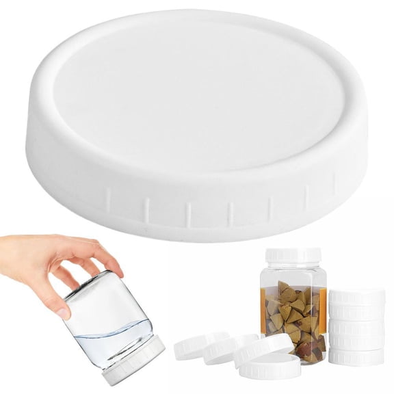 10 Pack White Plastic Mason Jar Lids, 10 Regular Mouth Mason Jar Lids with Silicone Rings,Thickened Leak-proof Lids