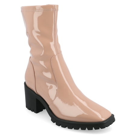 

Journee Collection Womens Tru Comfort Foam Icelyn Flexible Patent Vegan Leather Square Toe Booties