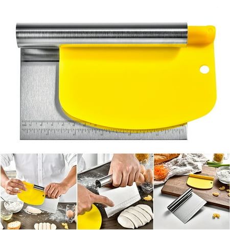 

Dough Scraper with Measuring Scale Multipurpose Stainless Steel Cake Pizza Cutter Practical Kitchen Baking Tools New