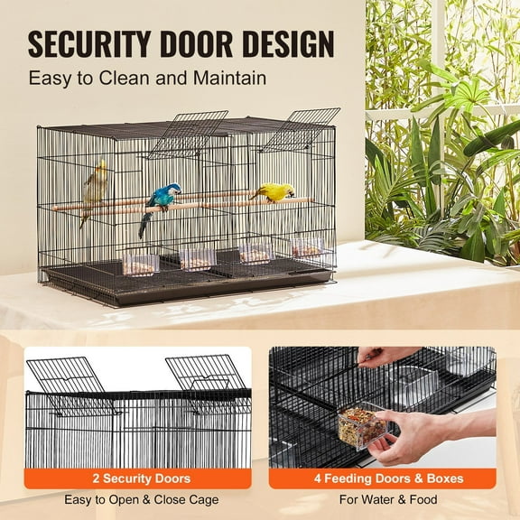 Black 18-inch Small Bird Cage with Divider - Portable for Travel, Home for Budgies, Parakeets