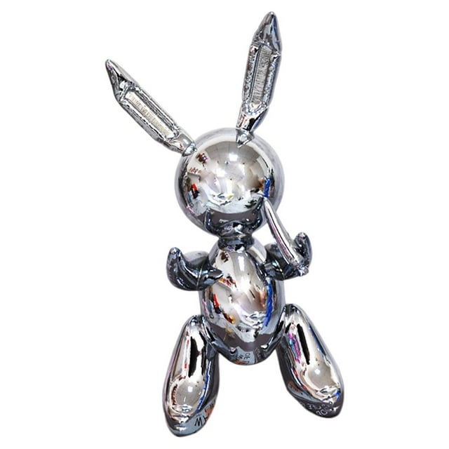 Adorno de conejo de resina, globo de conejo coleccionable para cafetería, sala de estar, gris