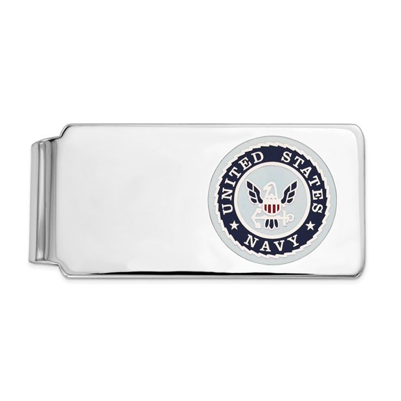 FB Jewels Sterling Silver Rhodium-plated U.S Navy Money Clip