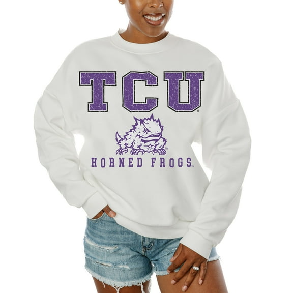 Women's Gameday Couture  White TCU Horned Frogs Freestyle Fleece Pullover Sweatshirt