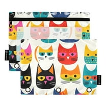 2 Pack Pencil Pouch for 3 Ring Binder Zipper Pencil Case Cats Clear Window Pencil Bag Organizers