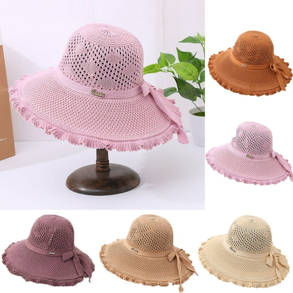 SPRING PARK Sun Visors for Women Hollowed out Sun Hat Beach Sun Hats Packable Straw Cap