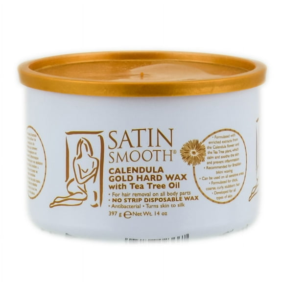 Satin Smooth Natural Pure and Simple Wax ( Calendula Gold Hard Wax With Tea Tree Oil - 14 oz)