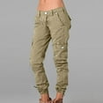 thumbnail image 2 of XFLWAM Women's Cargo Jogger Pants Casual Elastic High Waist Sweatpants Tapered Fatigue with Pockets Khaki XL, 2 of 6