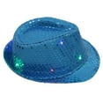 thumbnail image 1 of Under $10 Bucket Hats Blue LED Sequin Glow Jazz Hat Performance Props Flash Cowboy Hat, 1 of 7