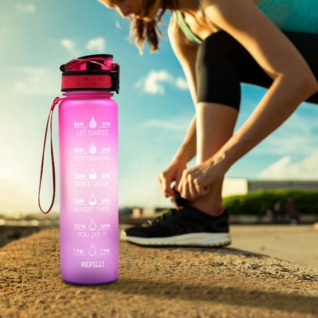 

PEONAVET 35oz Motivational Water Bottle Time Marker & Removable Strainer Fast Flow Leakproof BPA Free Non-Toxic Water Jug for Fitness Gym Sports Christmas Gifts