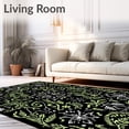 thumbnail image 2 of ODIKA 4'x6' Machine Washable Non-Slip Area Rug, Festive Evergreen Branches Intertwined with Sparkling Snowflake Motifs High Traffic Rug, Black, 621298, 2 of 7