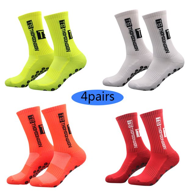 Calcetines de fútbol antideslizantes para hombre y mujer, medias deportivas con agarre de ventosa de silicona redonda, nuevo estilo, 2023, 4 pares en unisex