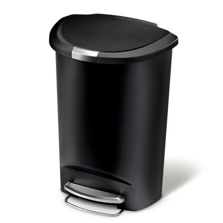 simplehuman 50 litre / 13 gallon semi-round plastic step trash can,