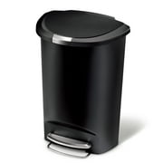 simplehuman 50 Liter / 13 gallon Semi-Round Plastic Step Garbage Can, Black