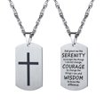 thumbnail image 1 of PROSTEEL Collar con forma de cruz con etiqueta de perro para hombres, niños, cadena colgante de plata de acero inoxidable, versículo de la Biblia, inspirador, religioso, cristiano, joyería, regalos, 1 of 7