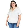 thumbnail image 1 of Blusa de Chifon Roman Fashion con Encaje Talla Extra 009 Blanco, 1 of 7