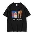 thumbnail image 2 of Camiseta divertida con meme "I Eat Cement Cursed Cat" para hombre y mujer, camisetas de manga corta con humor a la moda, camisetas de algodón de alta calidad para hombre, 2 of 5
