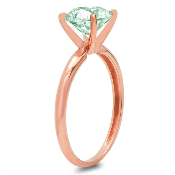 2 ct Round Cut Simulated Green Diamond Solitaire Engagement Ring for Women in 18K Rose Gold