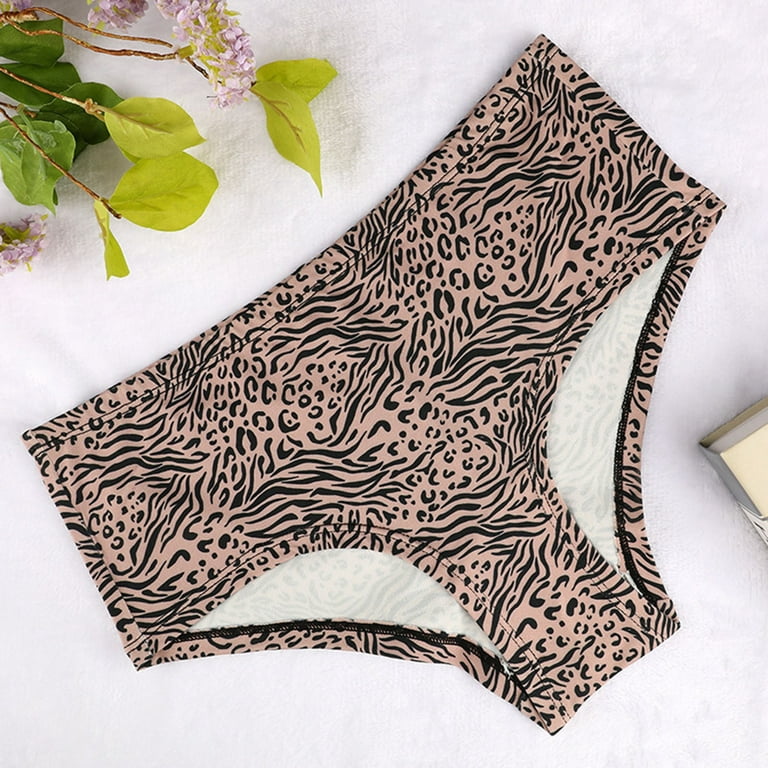 LBECLEY After Birth Belly Women's Leopard Print High Waist Tight Briefs  Boxer Underwear Breathable Underwear Satin Panties Lace Trim Khaki L