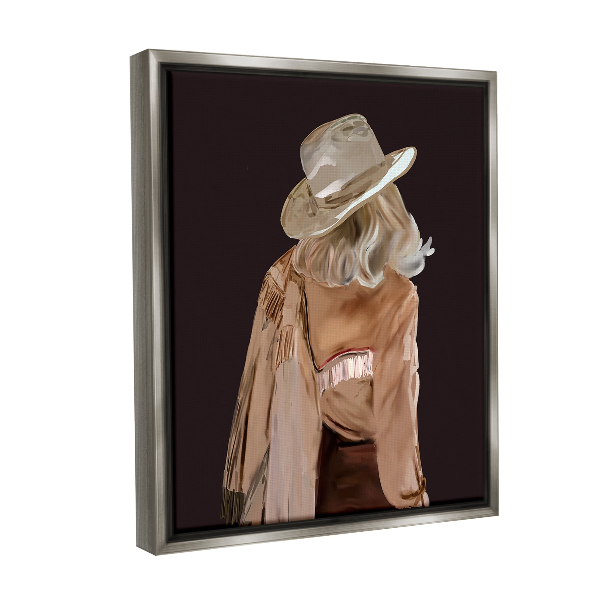 Stupell Industries Abstract Southwestern Cowgirl Abstract Painting Gray Floater Framed Canvas Art Print Wall Art, 17 x 21