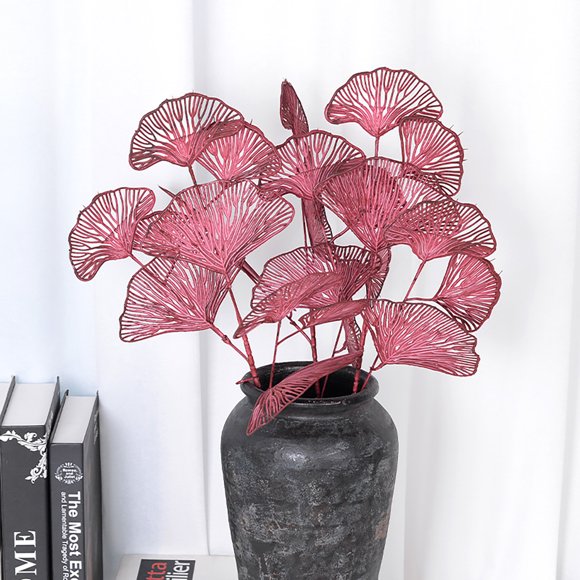 Neinkie Artificial Golden Plants for Christmas Decoration Ginkgo Leaves, Fake Plant Gold Apricot Leaf Bushes Faux Shrubs Indoor Outdoor Planter Vase Filler Home Garden Wedding Xmas Decor