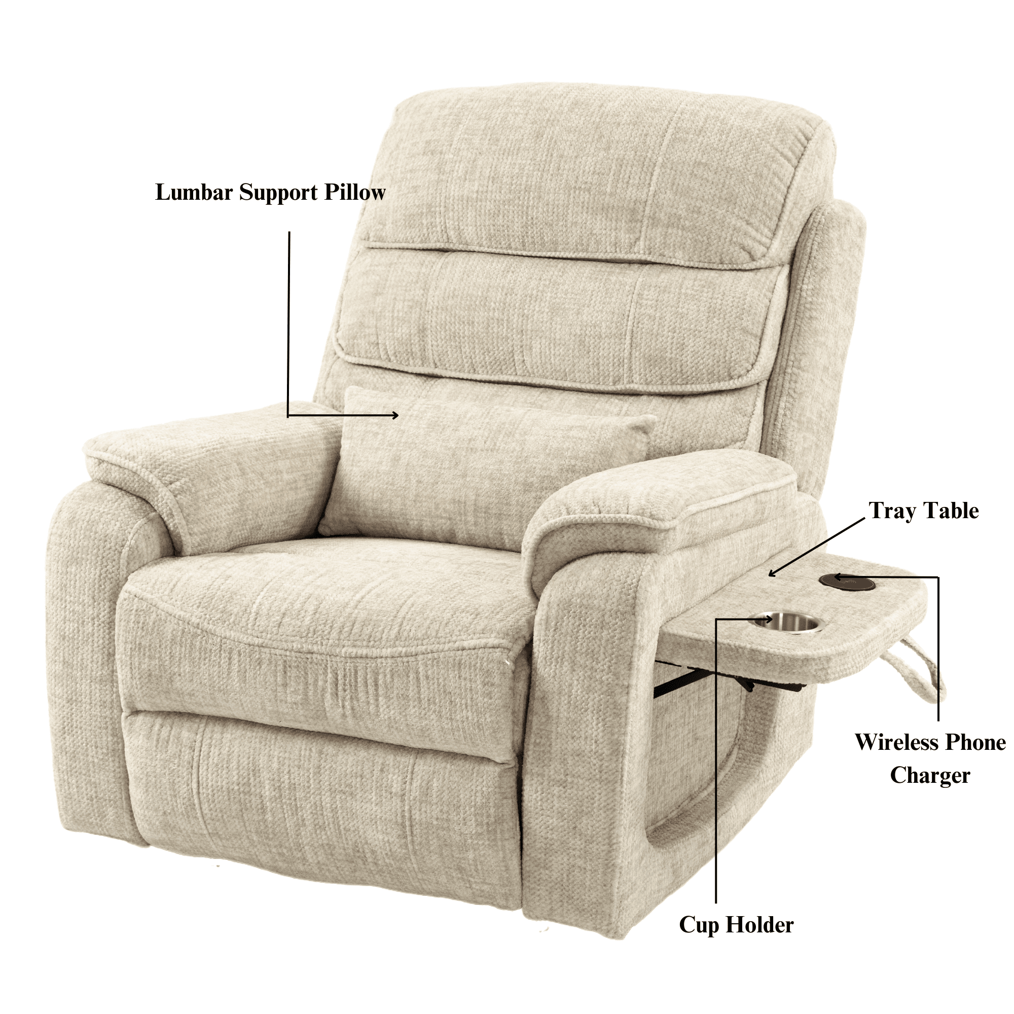 JUUXO Power Lift Lay Flat Recliner with Wireless Charger, Cup Holder - Dual Motor Lift Chair for Big Tall