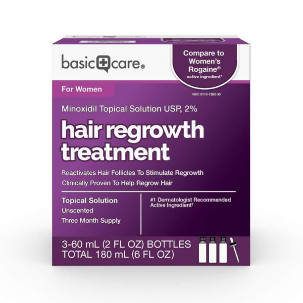 Basic Care Minoxidil Topical Solution 2% Hair Treatment for Women, 6 fl. oz. Women's Walmart.com