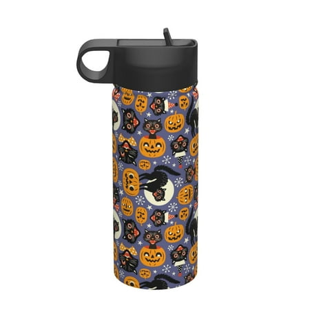 

Susaid Spooky Cats And Halloween Pumpkins Print 18oz Sports Insulated Kettle Stainless Steel Water Bottle For Running Hiking Cycling Climbing