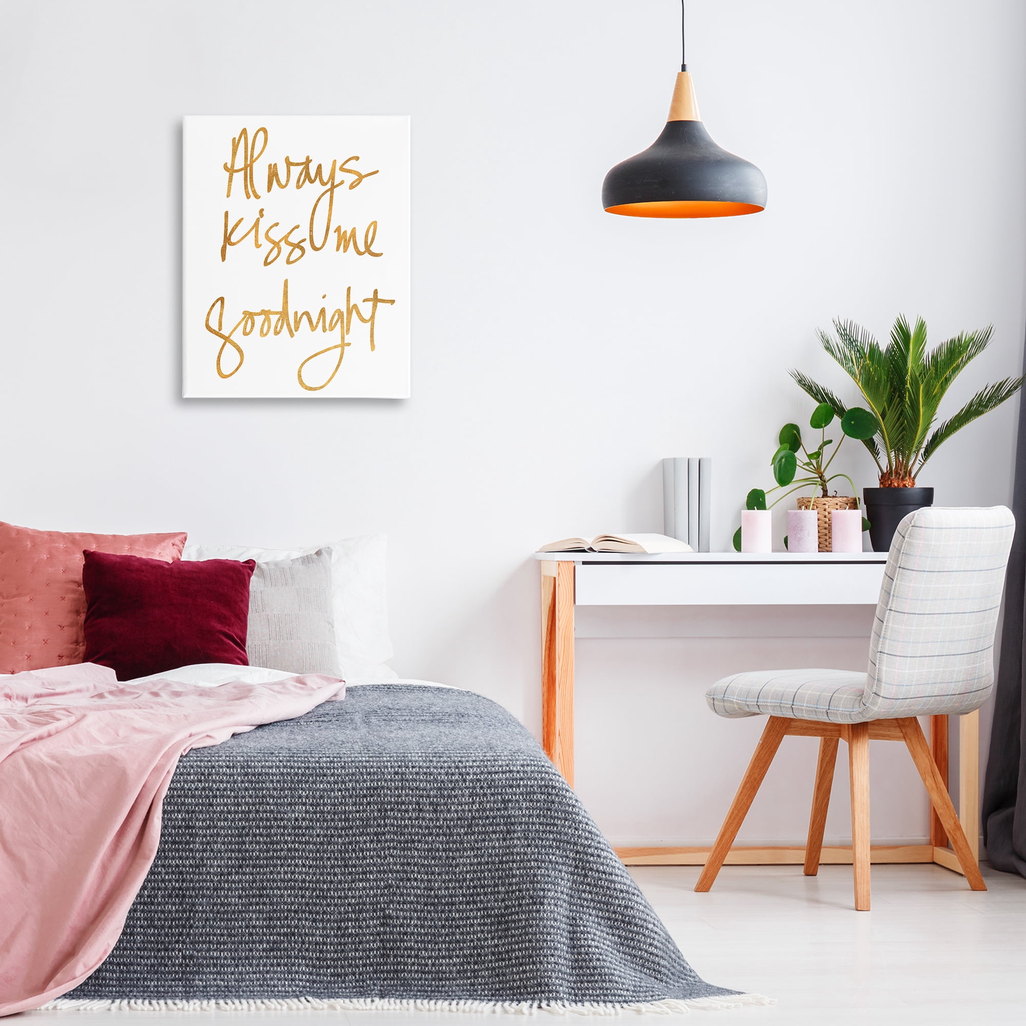 Stupell Industries Kiss Me Goodnight Typography Painting Gallery Wrapped Canvas Art Print Wall Art, 24 x 30
