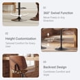 thumbnail image 3 of EOP Modern Upholstered Barstools Set of 4, Adjustable Height Counter Stools with Bentwood, Faux Leather Swivel Bar Stools with Metal Frame, Brown, 3 of 7