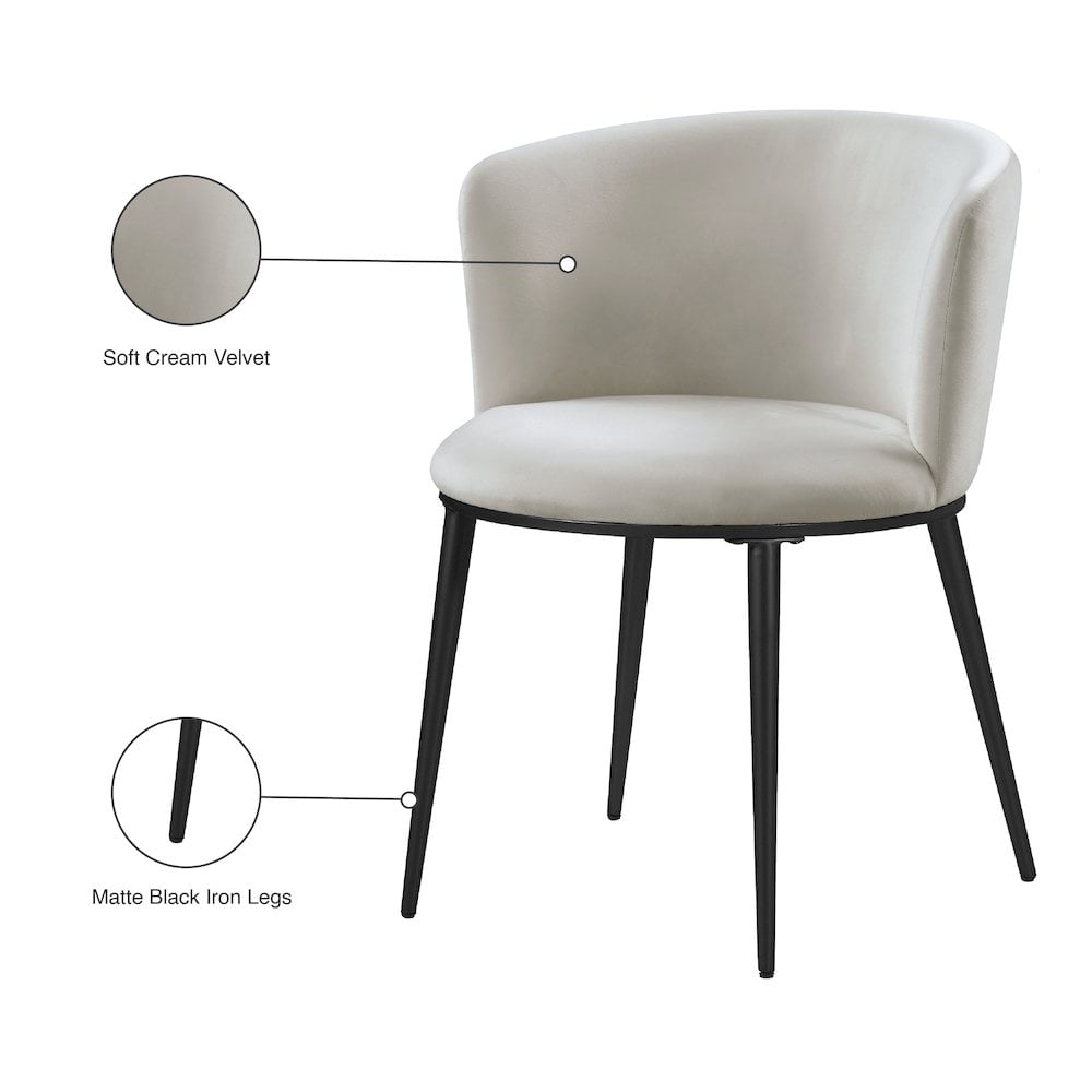 Meridian Furniture Skylar Cream Velvet Dining Chair (Set of 2)