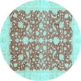 thumbnail image 1 of Ahgly Company Indoor Round Oriental Light Blue Traditional Area Rugs, 7' Round, 1 of 4