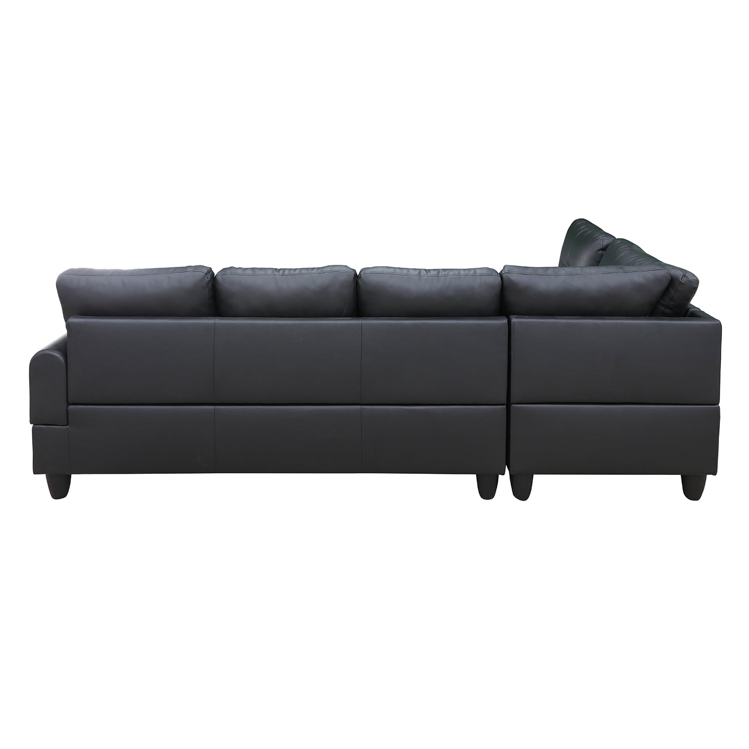 Hommoo Faux Leather 3-Piece Couch Living Room Sofa Set, L Shaped Couch for Small Space, Black(Without Ottoman)
