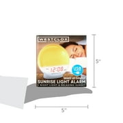 Westclox 5 White Electric Sunrise Simulator Alarm Clock with Digital LED Display and Dimmable Nightlight