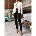 thumbnail image 5 of Women Argyle Cable Cardigan Light-Weight Cropped Coat Stand Collar Long Sleeve Metal Button Fall Jackets White XL, 5 of 7