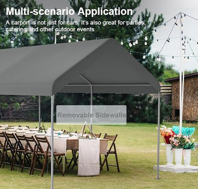Outdoor 10’ x 20’ Carport Tent Car Ports Party Tent Heavy Duty Portable Car Garage Tent,Gray