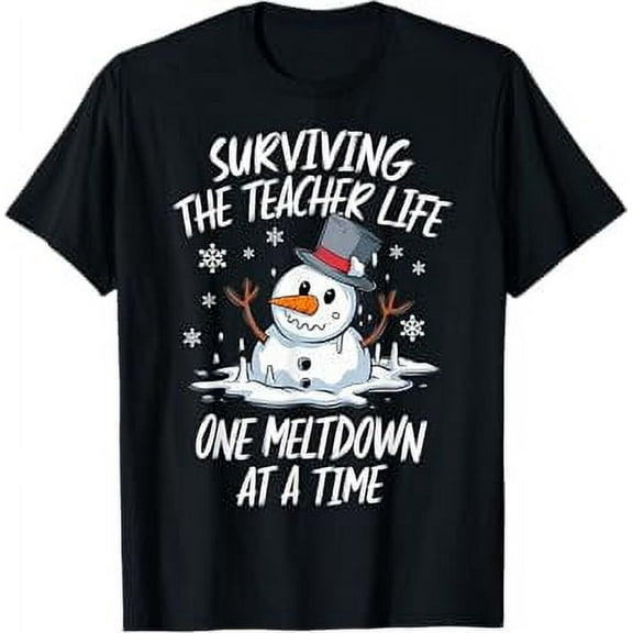 Christmas Surviving Teacher Life Meltdown Xmas Snowman T-Shirt