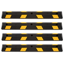 Guardian Parking Stop, 4-Foot Long Rubber Curb with Mounting Holes, Black/Yellow, 4 Pack