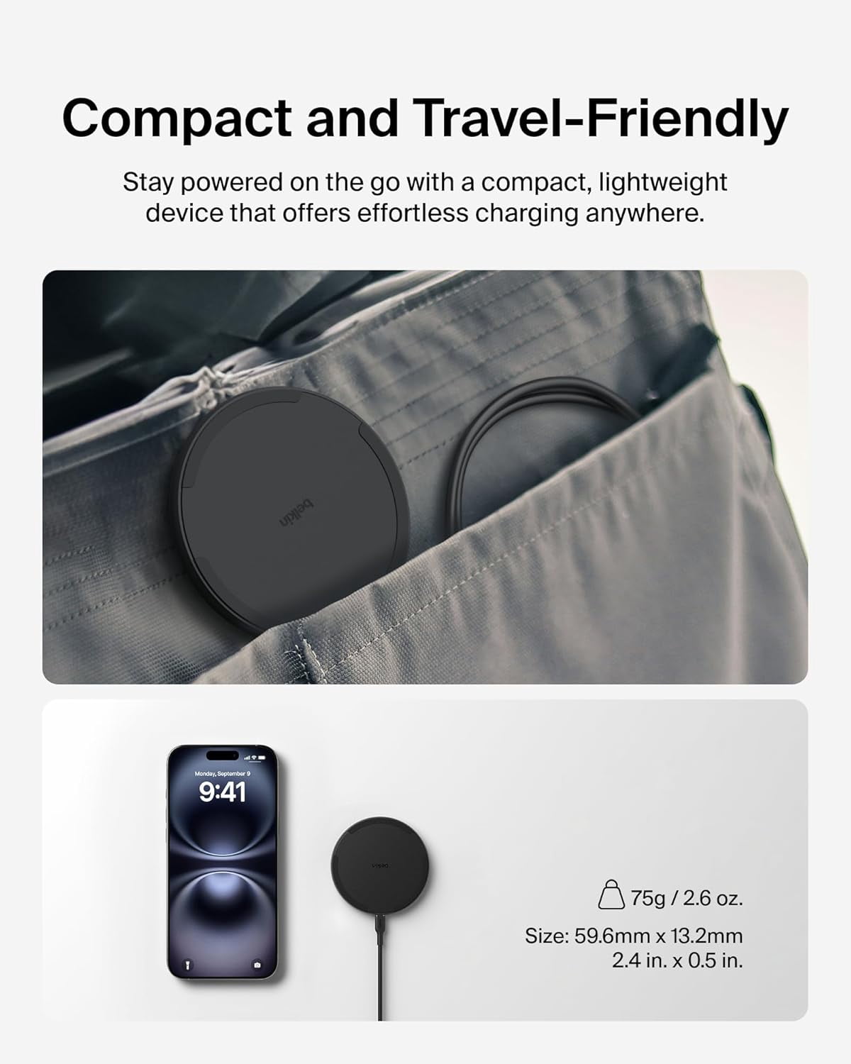 Belkin Wireless Charging Pad 15W - Qi Charger, Charging Station for Apple iPhone, Samsung Galaxy - Power Supply and Cable Included - Black