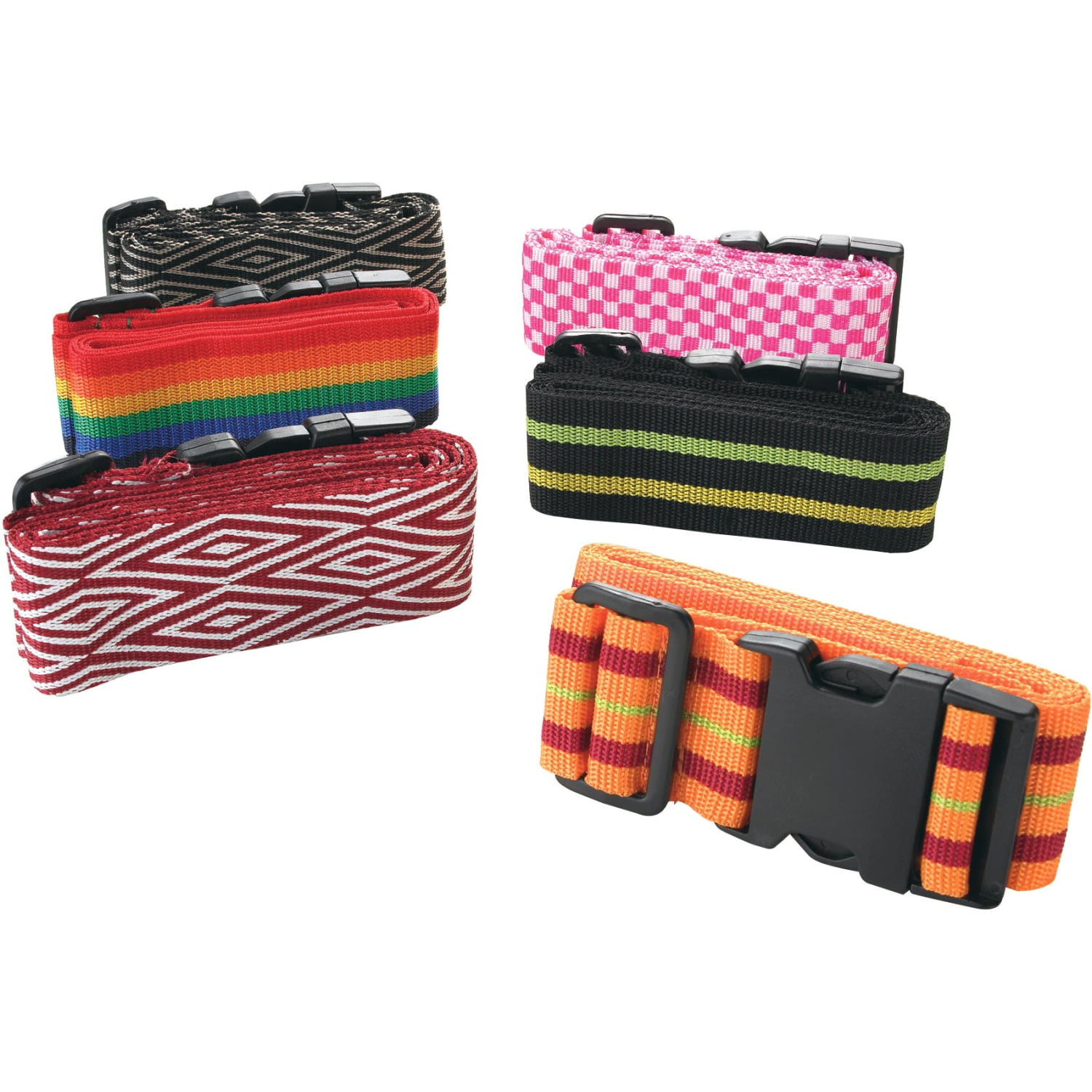 Lvcky Black Travel Luggage Straps Adjustable Suitcase Belts 2 Pack 