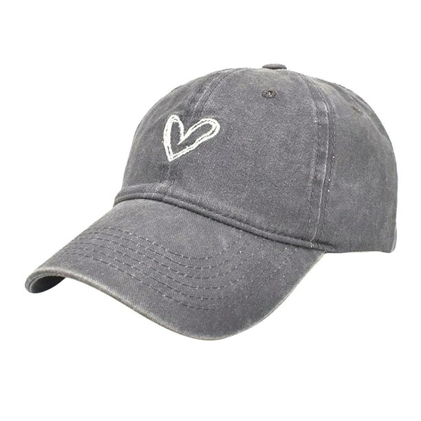 Gorra de béisbol bordada para mujer: ajustable, algodón lavado, visera