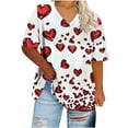 thumbnail image 4 of Gamivast Plus Size Holiday Tops Cute Heart Print Short Sleeve Tunic Goning Out Shirts Casual Loose V-Neck Trendy Blouse Valentine's Day Outfits 2026, 4 of 5